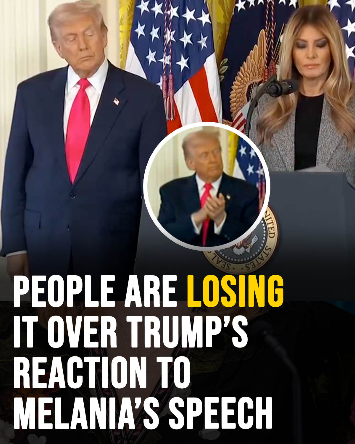 People are losing it over Donald Trumps reaction to Melanias speech!
