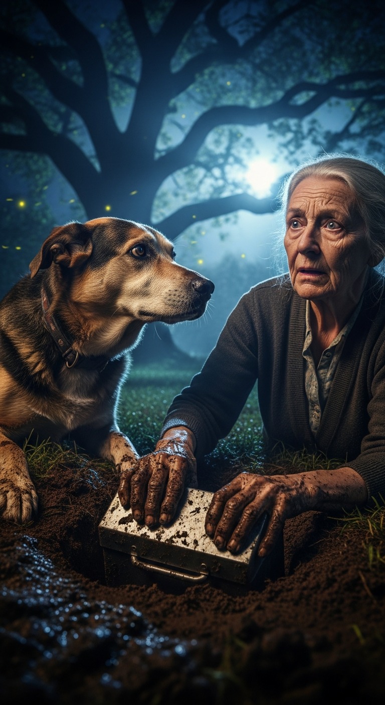 My son-in-law said he had my late husbands dog taken care of, Three nights later, the dog was in my backyard, alive, digging in the garden my son-in-law built. I helped him dig, When our hands hit a metal box, I finally understood my husbands last gift, my son-in-laws lies, and the secret my daughter was forced to keep