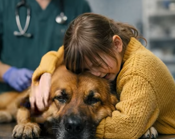 The veterinarian was preparing to euthanize a service dog after it had attacked a police officer, but at the last moment a little girl burst into the examination room, and something unexpected happened!