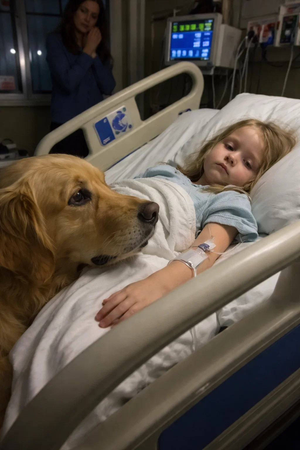 A Little Girl Lay Hooked to an IV — The Dog Rested His Chin on the Bed and Never Looked Away